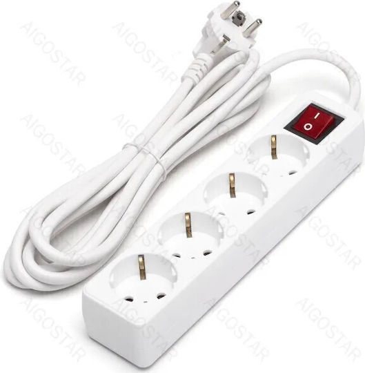Aigostar Power Strip with Surge Protection 4 Positions with Switch and Cable 3m