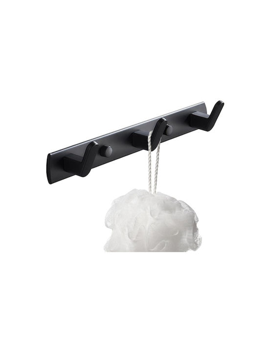 Triple Wall-Mounted Bathroom Rail ​24.5x3.5cm Black
