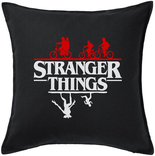 Stranger Things Upside Down Μαξιλάρι Καναπέ Μαύρο 100% Βαμβάκι Περιέχεται Γέμισμα 50x50cm