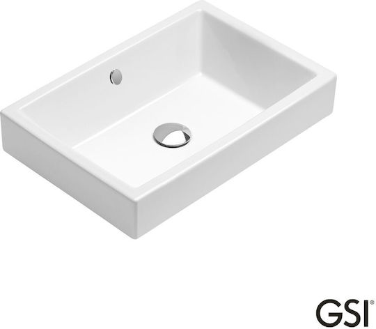 GSI Kube Επικαθήμενος Νιπτήρας Πορσελάνης 57x37cm White