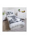 Set Kinderbettbezug Einzel mit Kissenbezug Baumwolle White/Grey 140x200cm
