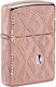 Zippo Armor Geometric Diamond Feuerzeug Flamme in Rose Gold Farbe