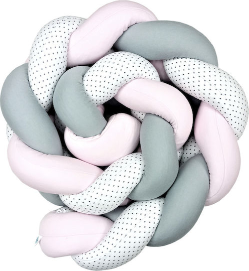 Baby Star Star Crib Bumpers Braided Inside Pink-Grey-White 19x200cm