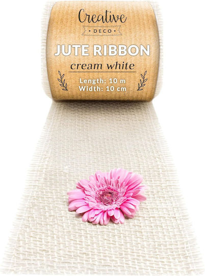 Creative Deco White Jute Ribbon Decoration Roll 10 Cm X 10 M Natural Brown Fabric Handmade Art Crafts Decorative Rustic Boho Table Runner Wedding Party