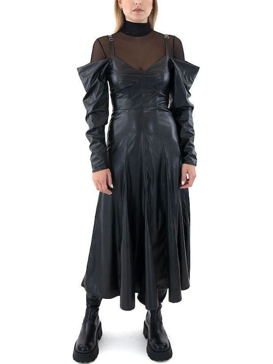 Black n Black Rochie Piele De Seară Neagră