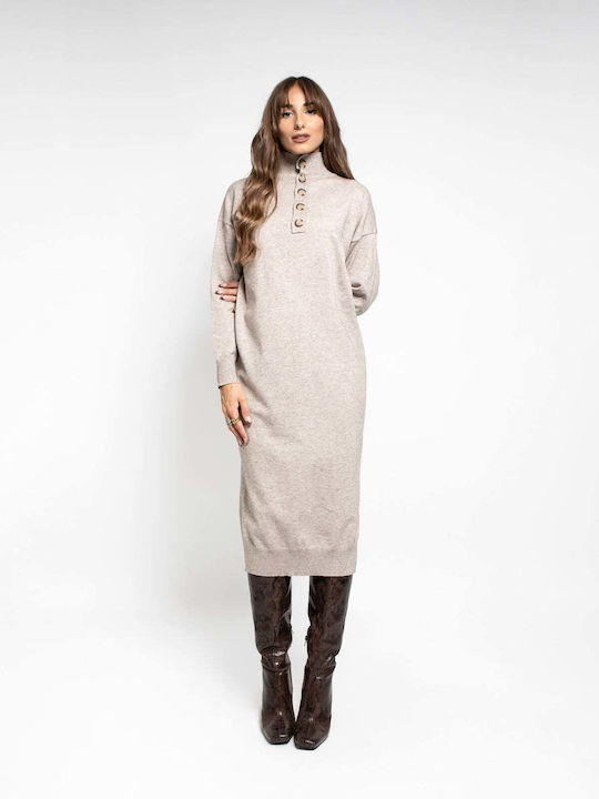 Midi Hemdkleid Kleid Beige