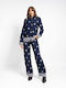 Damen Marineblau Set mit Hose mit Gummizug in Lockerer Passform
