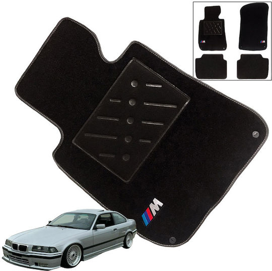 Carro 242512 Car Mats Carpet BMW 3 E36 Coupe 1990-1999 Double Embroidery M Black 4 Pieces