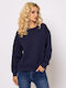 Heavy Tools Women's Blouse Cotton Turtleneck Navy