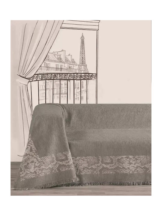 Makis Tselios Home Amazon3 Cuvertură Pentru Canapea 2 Locuri Șenilă 180x250 cm Gri