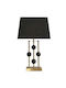 Marhome Metal Lampă de masă pentru Soclu E27 cu Abajur Negru și Bază Auriu