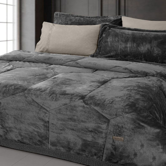 Guy Laroche Prisma Κουβέρτα Γούνινη Μονή 160x240εκ. Anthracite