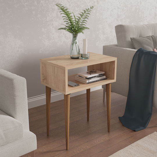 Bedside Table Todd Wooden Beige 45x30x58cm