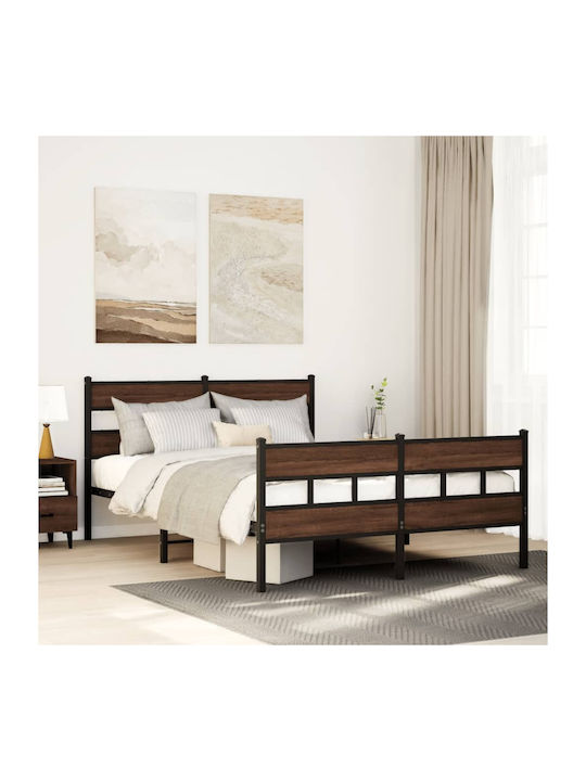 Doppeltes Metallbett Braun Mit Lattenrost Für Die Matratze 137x190cm