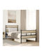 Double Wooden Bed Smoke Oak with Slats for Mattress 107x203cm
