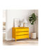 Metallic Chest of Drawers with 3 Drawers Mustard 68x39x58.5cm