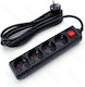 Aigostar Power Strip with Surge Protection 4 Positions with Switch and Cable 3m