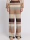 Damen Hoch tailliert Stoff Hose Schlag Brown