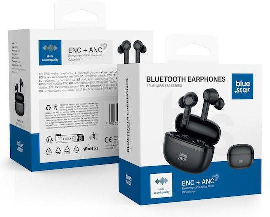 Blue Star AC20E In-ear Bluetooth Handsfree Căști cu Carcasă de Încărcare Negru