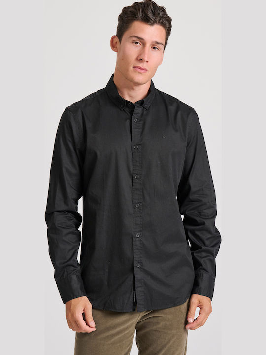 Funky Buddha Long-sleeved Cotton Shirt Black