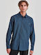 Long-sleeved Cotton Shirt Checked Blue