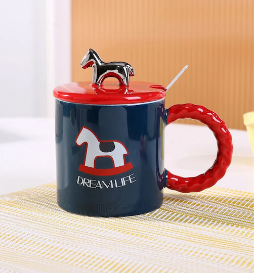 Etoile Dream Life Horse Κούπα Κεραμική με Καπάκι Μπλε 385ml