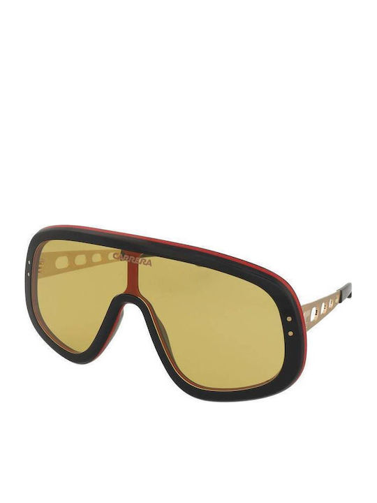 Carrera Unisex Sunglasses with Burgundy Horn-Rimmed Frame and Grey Lenses