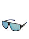 Polaroid Unisex Sonnenbrillen mit Schwarz Horn umrandetem Rahmen und Blau Polarisiert Spiegel Gläser PLD7054/S 0VK/5X