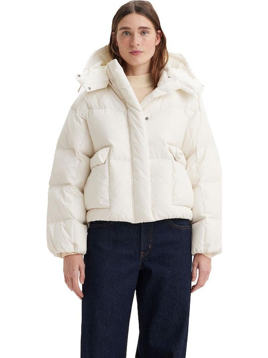Bubble Women's Short Puffer Jacket for Winter White