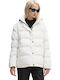 Bibi Kurz Damen Puffer Jacke für Winter Weiß
