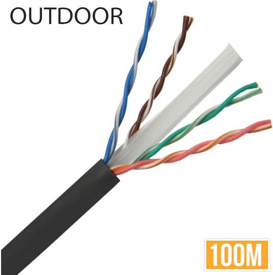 U/UTP Cat.6 (Gigabit) Καλώδιο Δικτύου Ethernet εξωτερικού χώρου χωρίς ακροδέκτες 100m Μαύρο