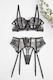 Decoro Set Sexy De Lenjerie Cu Transparență Și Jartiere Negre