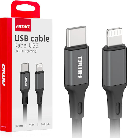 AMiO USB-C to Lightning Cable 20W Μαύρο 1m (03904)