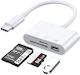 3 In 1 Type C To USB Card Reader Type-C for SD/microSD White