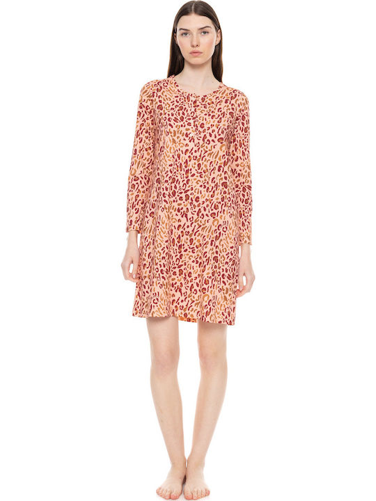Pink Label Winter Damen Nachthemd Multi Color