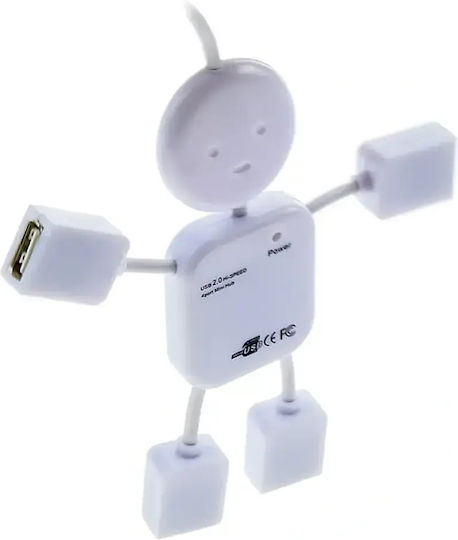 Hub 4 Θυρών USB 2.0 με σύνδεση USB-A Λευκό