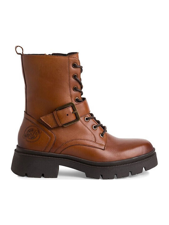 Leder Stiefeletten Damen Tabac Braun