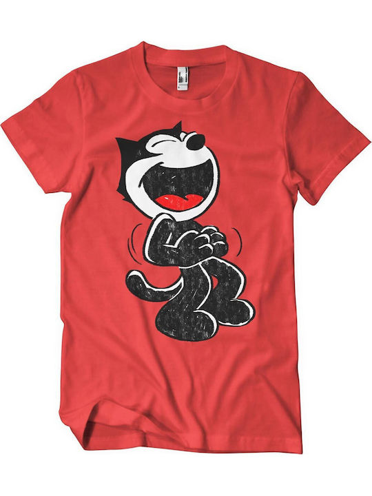 Paperinos Hand Drawn Felix The Cat T-shirt Κόκκινο Βαμβακερό