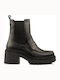 Leder Stiefeletten Damen Schwarz