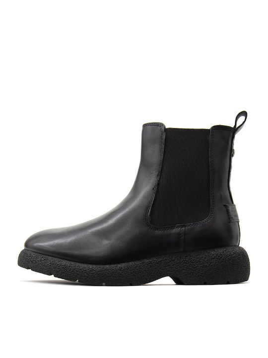 Leder Damen Chelsea-Stiefel Schwarz