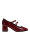 Patent Leather Burgundy Heels with Strap