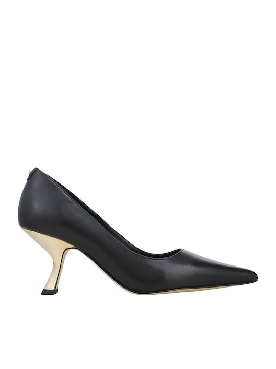 Leather Black Heels Luna Mid Pump