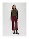 Red Label Women's Fabric Trousers Burgundy