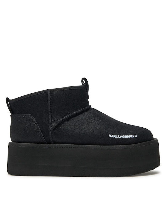 Karl Lagerfeld Suede Women's Boots Snow Black