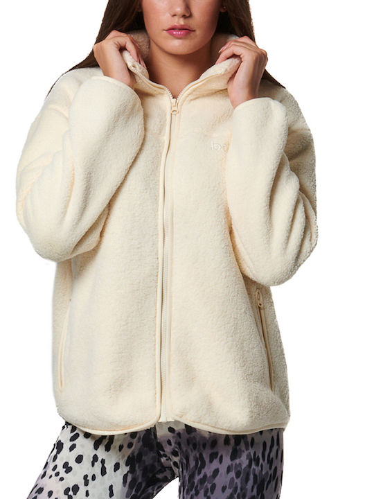 Body Action Women's Cardigan with Zipper Ecru