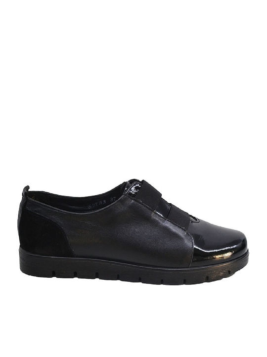 Anatomische Damen Slip-Ons Leder Schwarz