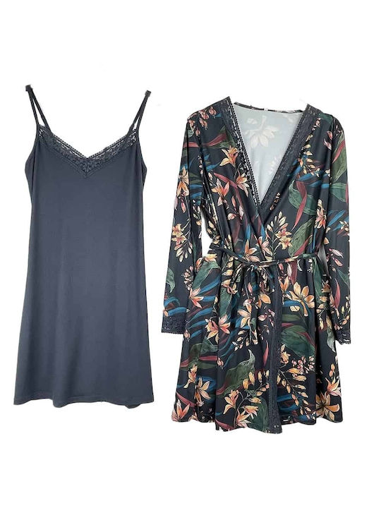 Fuanna Summer Women's Robe with Nightdress Anth...