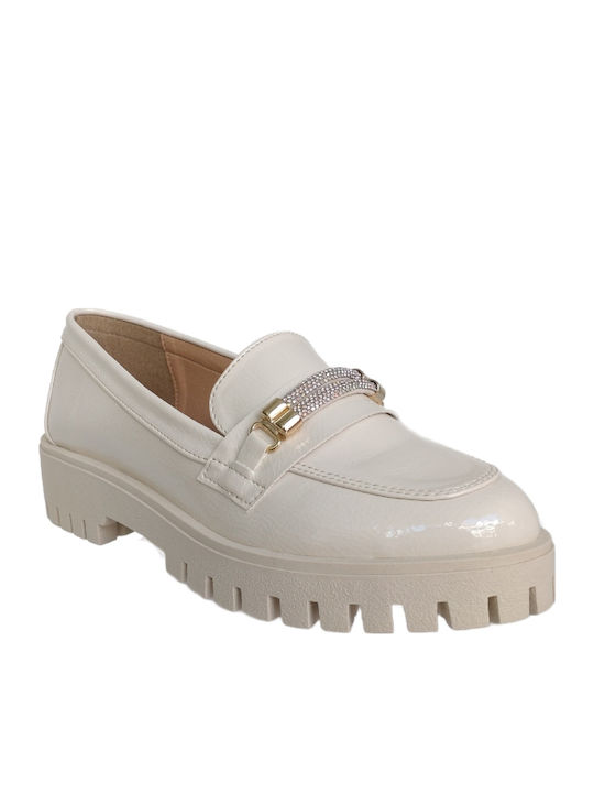 Λουστρίνι Γυναικεία Loafers σε Μπεζ Χρώμα