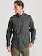 Long-sleeved Cotton Shirt Checked Gray