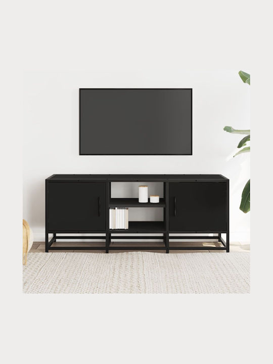 TV Stand Made of Metal & Wood Black L100xD35xH41cm